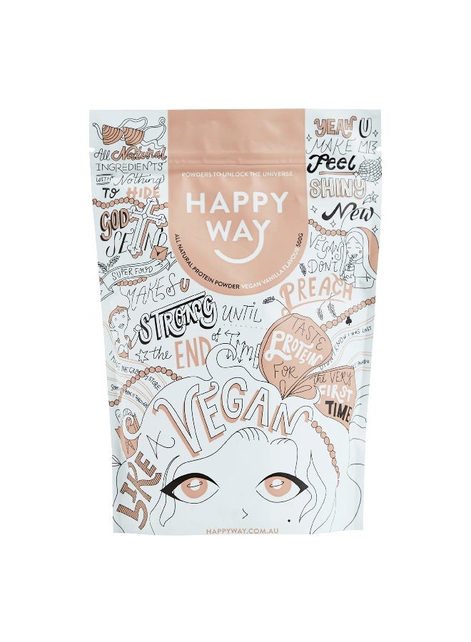 HappyWay Vegan Vanilla Protein Powder 500G - Image 1
