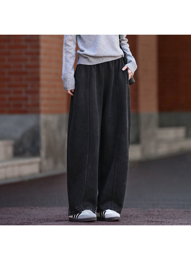 Dme 【mumian New Cotton】25 Winter Elastic Waist Loose Straight-leg Pants Slimming Pee Casual Pants For Women High-end Feel - Image 3