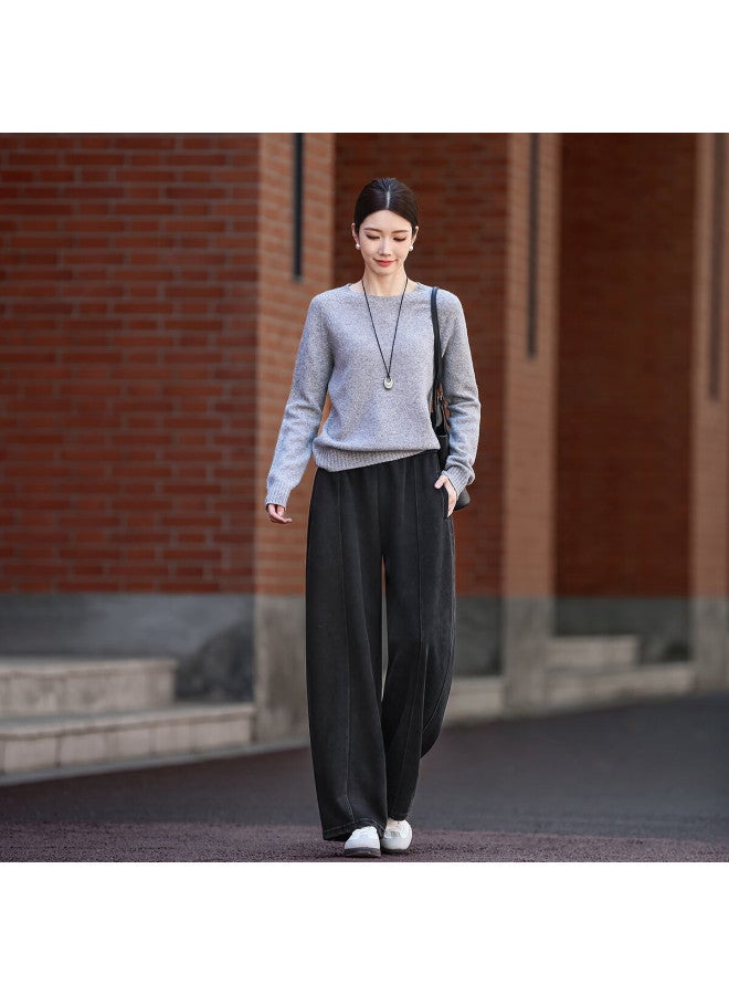 Dme 【mumian New Cotton】25 Winter Elastic Waist Loose Straight-leg Pants Slimming Pee Casual Pants For Women High-end Feel - Image 5