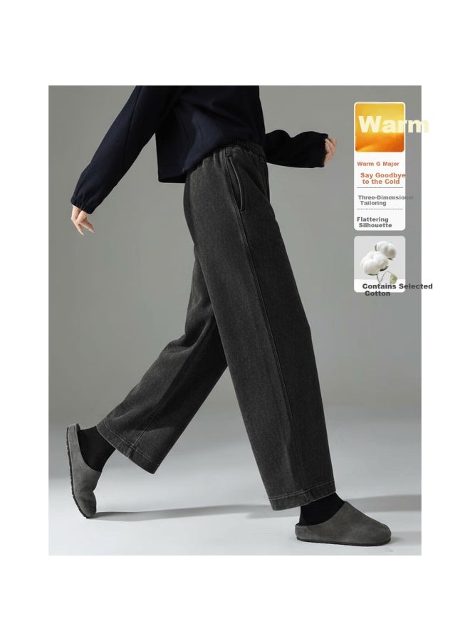 Dme 【mumian New Cotton】25 Winter Elastic Waist Loose Straight-leg Pants Slimming Pee Casual Pants For Women High-end Feel - Image 1