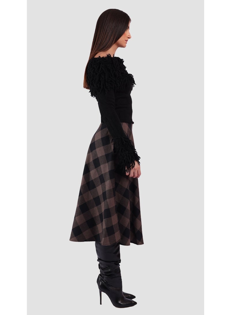 KYVELi Women’s Off-Shoulder Shaggy Textured Knit Top – Black - Image 4