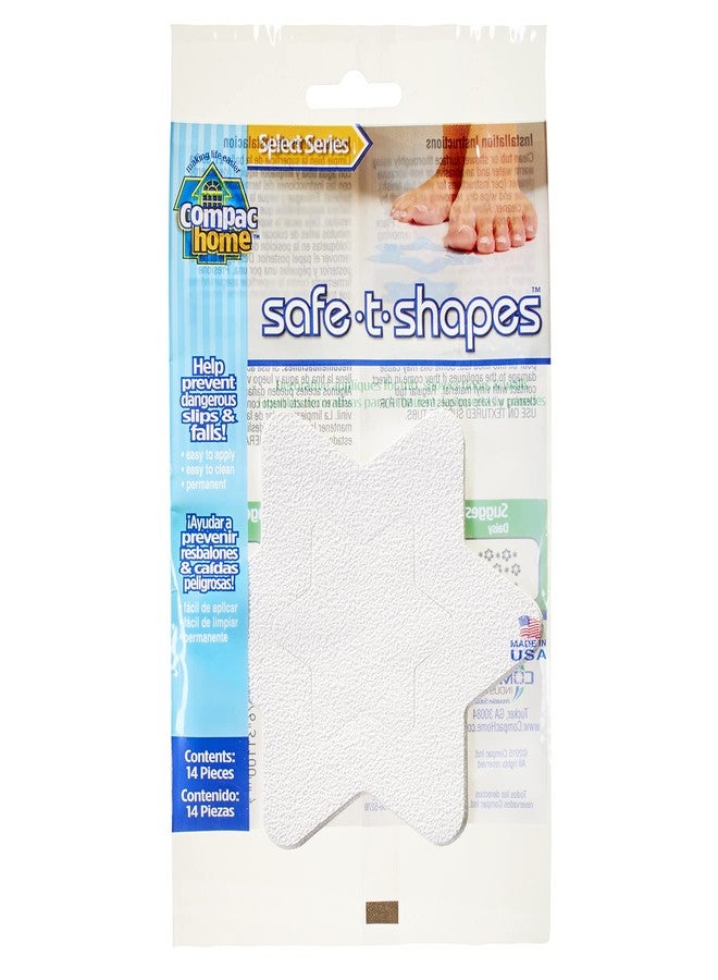 COMPAC HOME Select Safe-T-Shapes, Non Slip Shower Floor Grips, Anti Slip Bathtub Stickers, Star Shape, White, 14 Count - Image 1