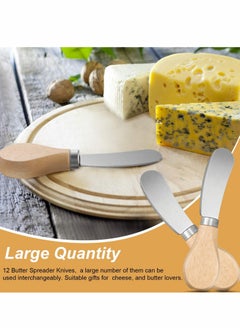 KASTWAVE Cheese Spreaders with Bamboo Handle, 4.7 Inch Stainless Steel Butter Spreader, Deluxe Sandwich Cream Cheese Condiment Knives - 12PCS  - Image 4