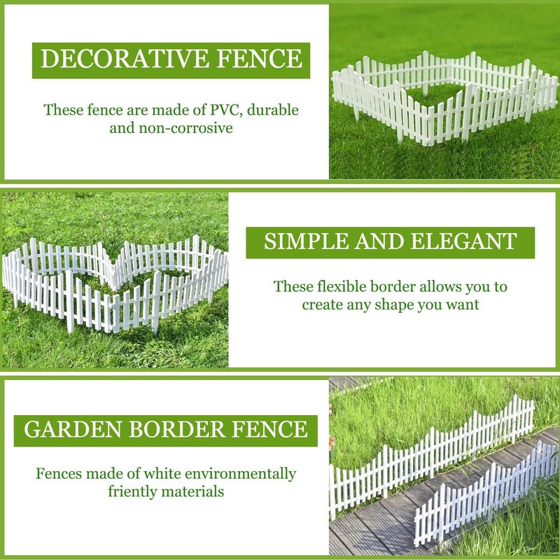 Nasmodo 16Pcs Garden Fence for Outdoor 800x53cm Plant Partition Fence for Balcony Picket Self Standing Fence for Outdoors Decorative Fence Garden Border Edging for Plants (White) - Image 5