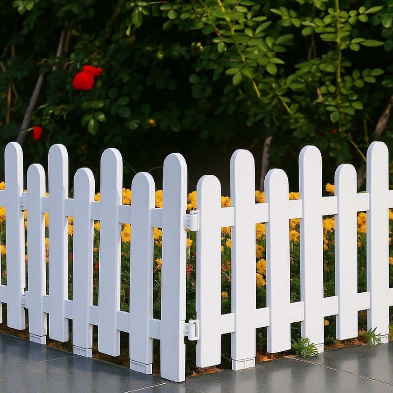 Nasmodo 16Pcs Garden Fence for Outdoor 800x53cm Plant Partition Fence for Balcony Picket Self Standing Fence for Outdoors Decorative Fence Garden Border Edging for Plants (White) - Image 1