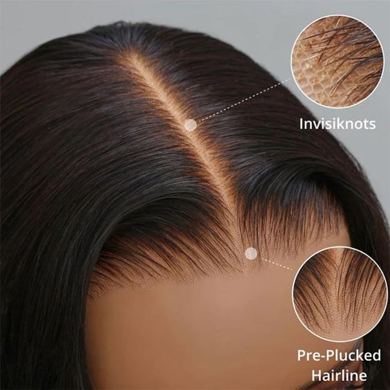 ISEE Hair M Cap 9x6 Bob Wig Human Hair Glueless Wigs Pre Plucked Pre Cut HD Lace Front Glueless Wigs Human Hair 180% Density Short Straight Bob Wigs for Black Women 10 inch - Image 5