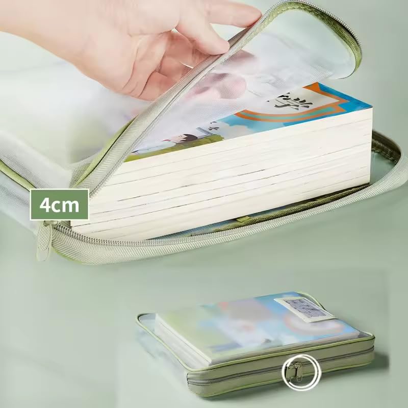 Swilak A4 Mesh Zipper File Folder Organizer with 3-Layer Separation – Dustproof Document Bag with Label Pocket, Lightweight Portable Pouch for Office, School, Students (Random Color Set of 2) - Image 2