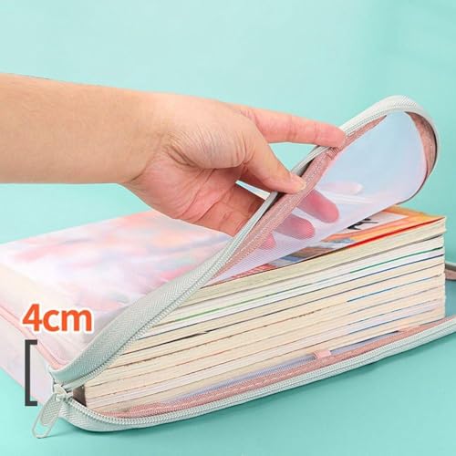 Swilak A4 Mesh Zipper File Folder Organizer with 3-Layer Separation – Dustproof Document Bag with Label Pocket, Lightweight Portable Pouch for Office, School, Students (Random Color Set of 2) - Image 4