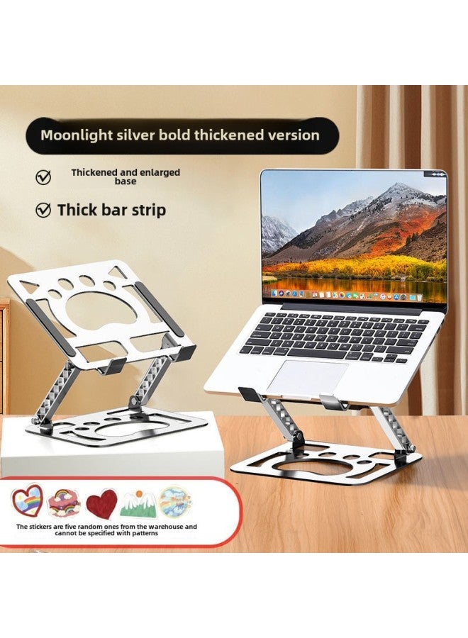 Laptop Stand Metal Tablet Support Stand Portable Lifting Height Increasing Desktop Office Adjustable Multifunctional-Color:Carbon Steel Haoyue Silver Computer Stand [bold And Thickened Version) Ins Sticker  - Image 1