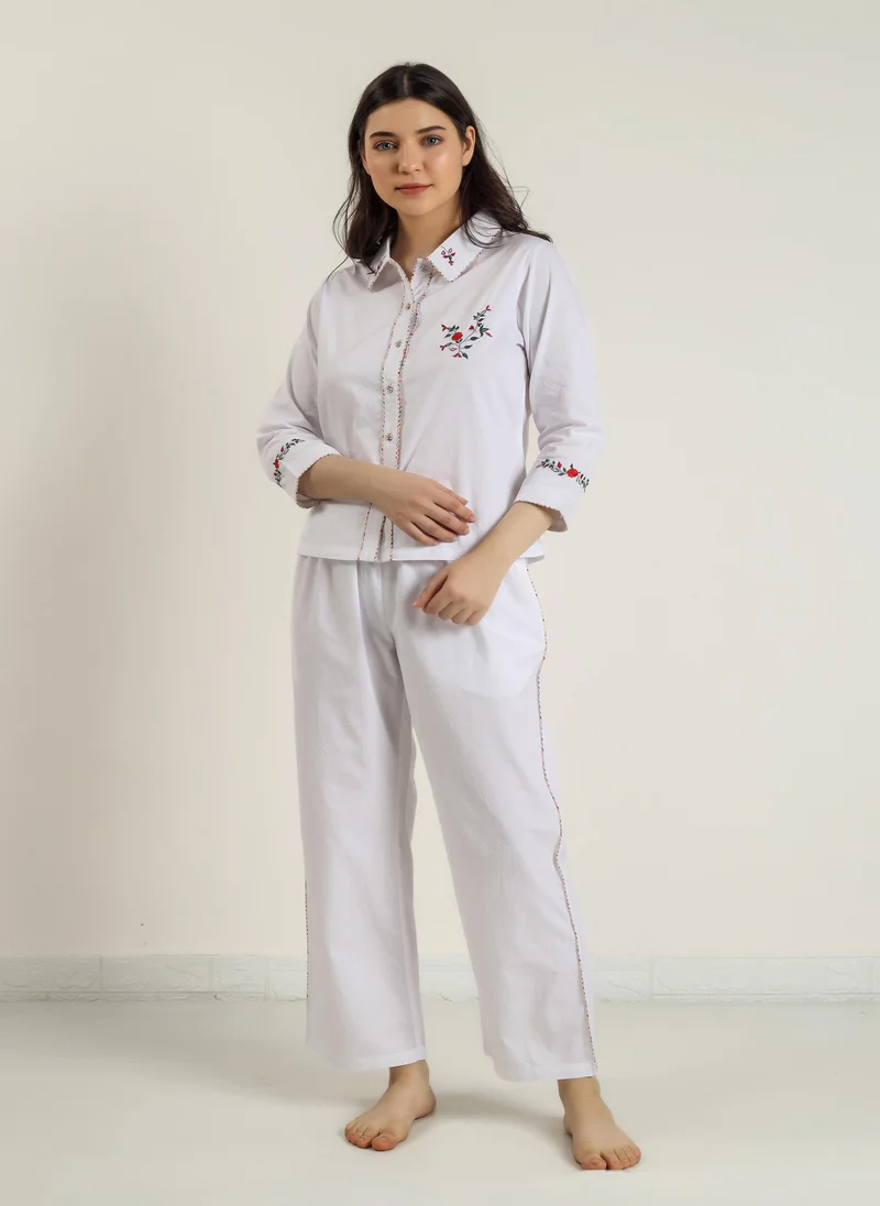 After Dark Danny, Classic White Cotton Pyjama Set