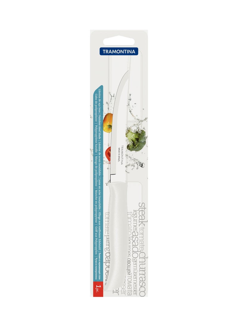 TRAMONTINA Since 1911,Made in Brazil- Athus 5 Inches Steak Knife with Plain Edge Stainless Steel Blade and White Polypropylene Handle  - Image 2