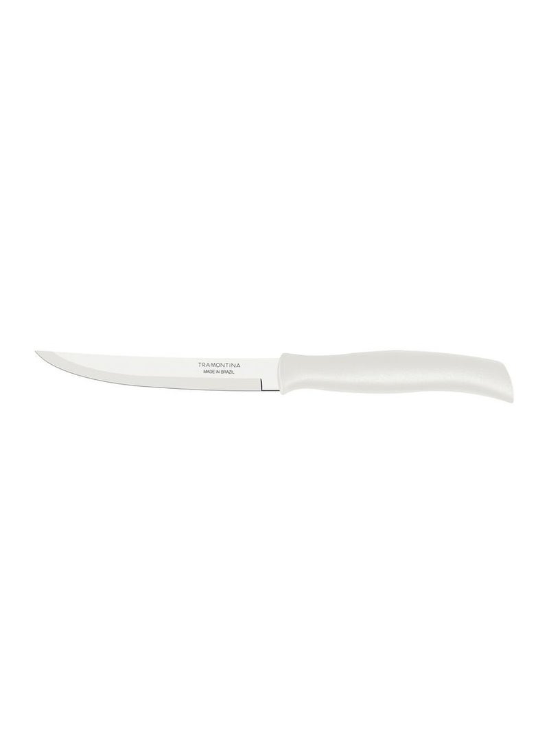 TRAMONTINA Since 1911,Made in Brazil- Athus 5 Inches Steak Knife with Plain Edge Stainless Steel Blade and White Polypropylene Handle  - Image 1
