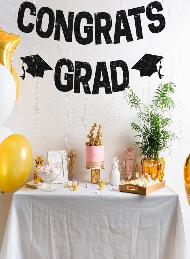 BEISHIDA Black CONGRATS GRAD Glitter Banner(NO-DIY),2026 Glitter Graduation Banners Party Decorations, Grad Congrats Class of 2026 Party Supplies,Garland for Congratulation Graduation Decor - Image 5