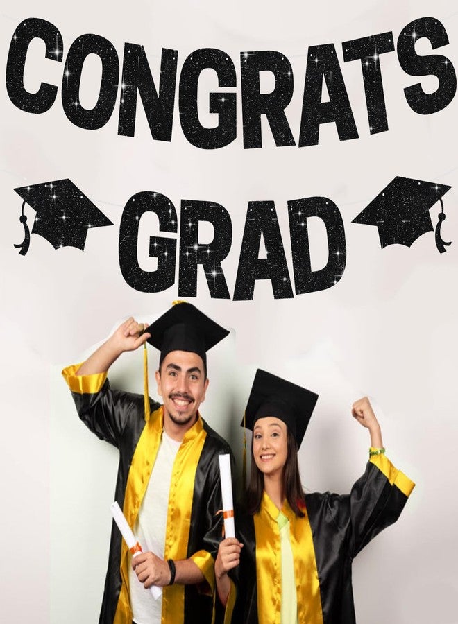 BEISHIDA Black CONGRATS GRAD Glitter Banner(NO-DIY),2026 Glitter Graduation Banners Party Decorations, Grad Congrats Class of 2026 Party Supplies,Garland for Congratulation Graduation Decor - Image 4