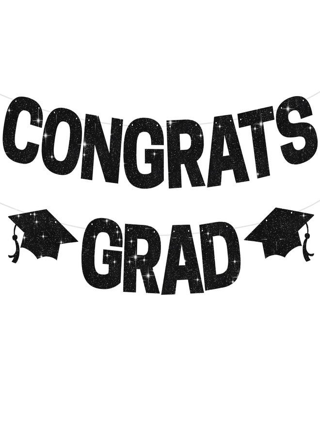 BEISHIDA Black CONGRATS GRAD Glitter Banner(NO-DIY),2026 Glitter Graduation Banners Party Decorations, Grad Congrats Class of 2026 Party Supplies,Garland for Congratulation Graduation Decor - Image 1