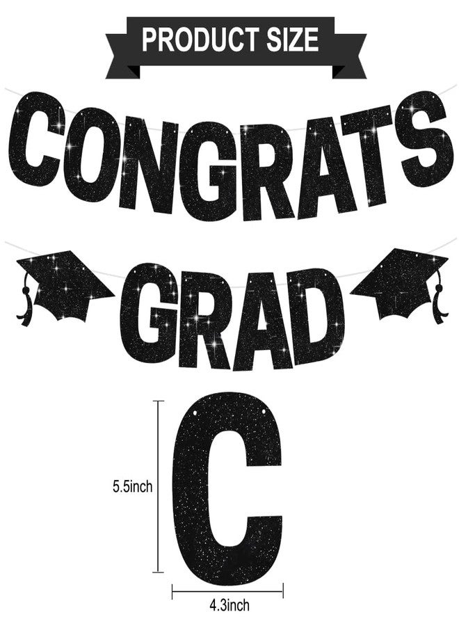 BEISHIDA Black CONGRATS GRAD Glitter Banner(NO-DIY),2026 Glitter Graduation Banners Party Decorations, Grad Congrats Class of 2026 Party Supplies,Garland for Congratulation Graduation Decor - Image 2
