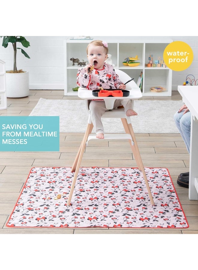 Bumkins Disney Baby Splat Mat for Under High Chair, Babies Toddlers Eating Mess Mat, Waterproof Reusable Cloth for Arts and Crafts, Play Mat for Kids, Floor or Table, Fabric 42inx42in, Minnie Mouse - Image 2
