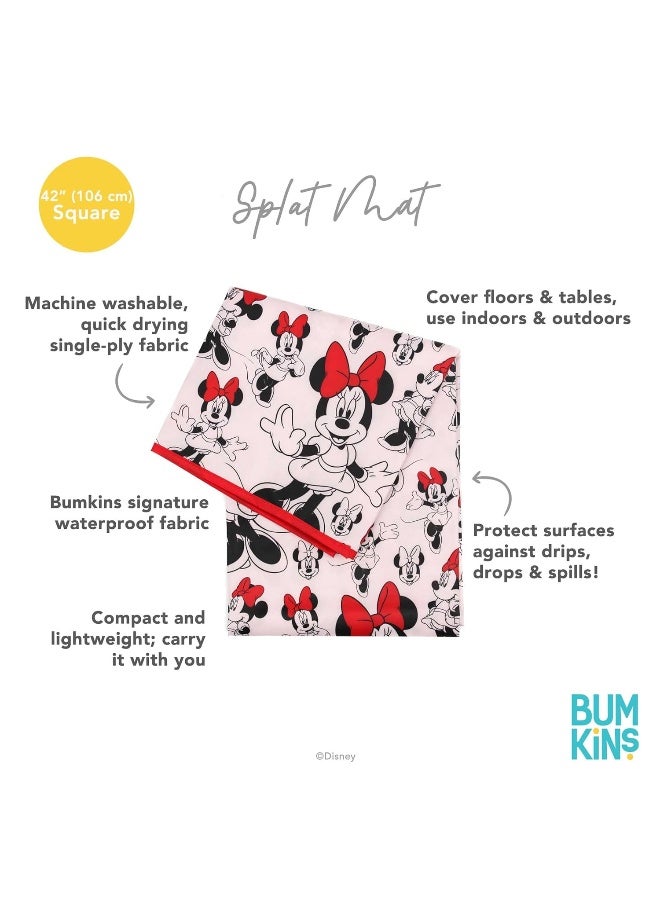Bumkins Disney Baby Splat Mat for Under High Chair, Babies Toddlers Eating Mess Mat, Waterproof Reusable Cloth for Arts and Crafts, Play Mat for Kids, Floor or Table, Fabric 42inx42in, Minnie Mouse - Image 5
