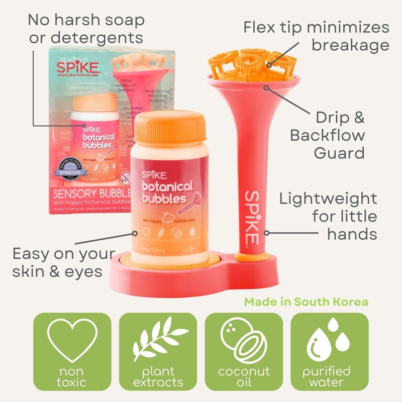 Spike Innobaby Spike Bubble Blower with Mess Free Botanical Bubbles and Dipping Tray - Pink Color - Magic Wand Blows Oodles of Bubbles Without The Mess - Recommended for Speech, Visual & Motor Development - Image 4