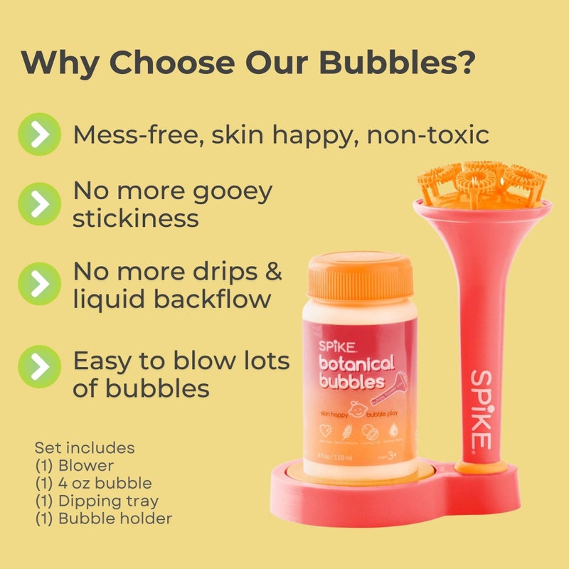 Spike Innobaby Spike Bubble Blower with Mess Free Botanical Bubbles and Dipping Tray - Pink Color - Magic Wand Blows Oodles of Bubbles Without The Mess - Recommended for Speech, Visual & Motor Development - Image 3