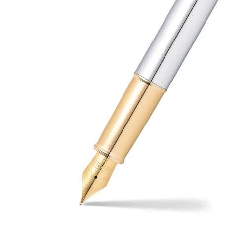 Sheaffer 100 Chrome Fountain Pen with Gold Tone Trim and Medium Nib - Image 2