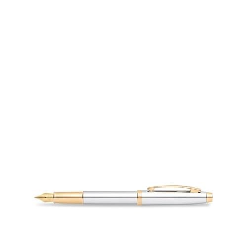 Sheaffer 100 Chrome Fountain Pen with Gold Tone Trim and Medium Nib - Image 3