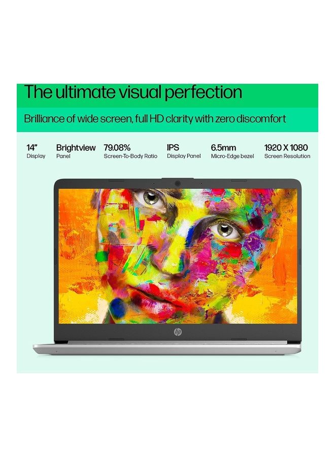 HP 14s Laptop With 14-Inch Display, AMD Ryzen 5 5500U Processor/16GB DDR4 RAM/1TB SSD/AMD Radeon Graphics/Windows 11 English/Arabic Silver - Image 2