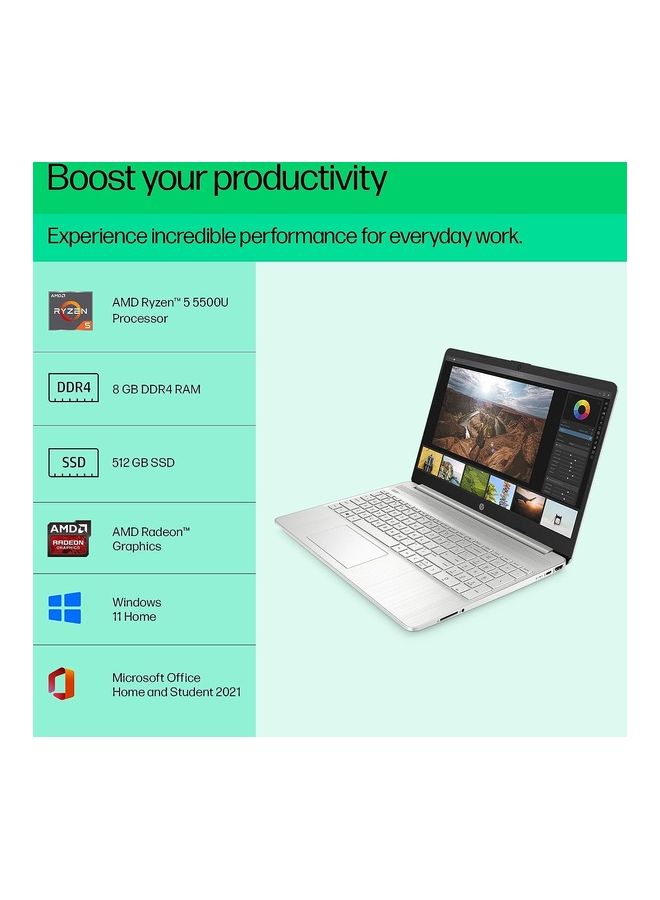 HP 14s Laptop With 14-Inch Display, AMD Ryzen 5 5500U Processor/16GB DDR4 RAM/1TB SSD/AMD Radeon Graphics/Windows 11 English/Arabic Silver - Image 3