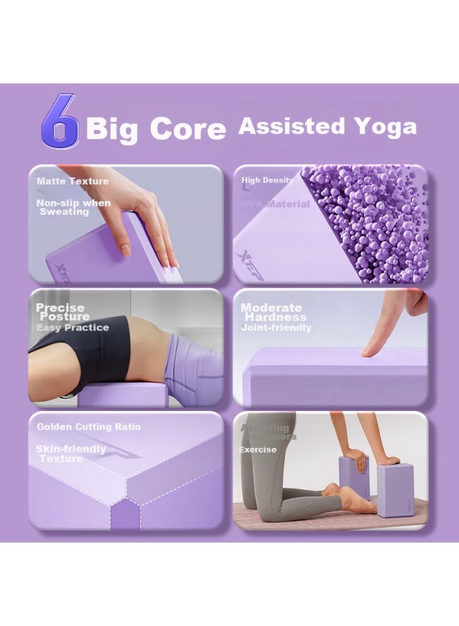 XTEP Xtep Yoga Block, Dance Practice Block, For Children And Adults, High-density Eva Foam Block For Leg Stretching, Specialized For Yoga Studios, Dance Foam Block, 2 Purple - Image 1