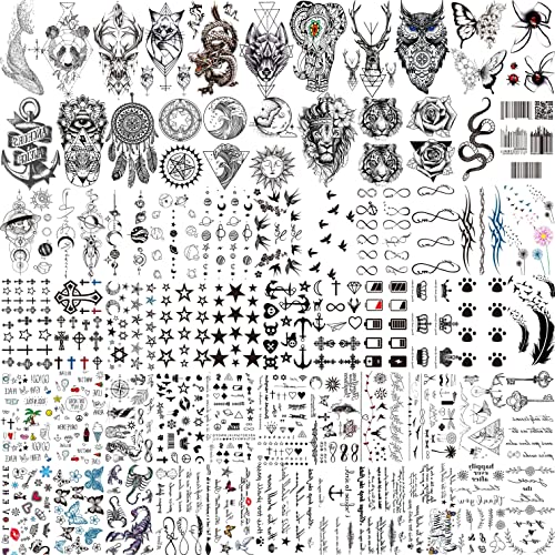 COKTAK 66 Sheets Small Black Animals Temporary Tattoos For Women Men Kids Finger Arm, Tiny Space Moon Halloween Tattoo Stickers Adults Teens Girls Boys Hands, Fake Tattoos That Look Real And Last Long - Image 1