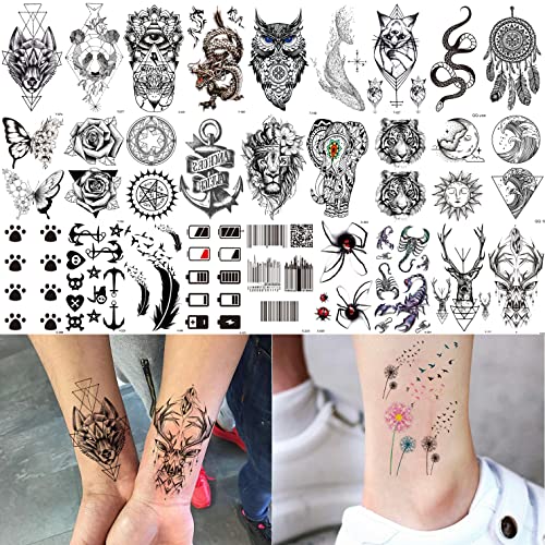 COKTAK 66 Sheets Small Black Animals Temporary Tattoos For Women Men Kids Finger Arm, Tiny Space Moon Halloween Tattoo Stickers Adults Teens Girls Boys Hands, Fake Tattoos That Look Real And Last Long - Image 3