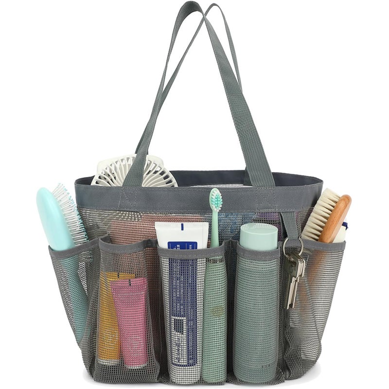 Fammart Mesh Shower Caddy Portable for College Dorm Room Essentials, 8-Pocket Large Shower Basket Tote Bag with 2 Handles for Toiletry, Bathroom, Beach, Camp, Gym - Image 1