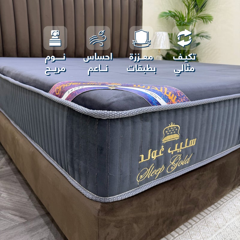 سليب قولد مرتبة نوم فندقية فاخرة من سليب قولد - فئة سندريلا - بوكيت سبرينج - مقاس 30سم الارتفاع * 90سم العرض * 190سم الطول | دعم للظهر، امتصاص للحركة، مريحة - Image 3