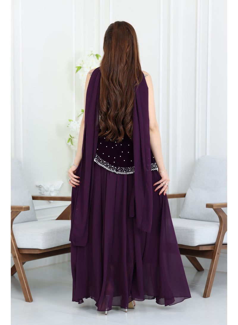 المصمم الحديث فستان سهرة مخمل انيق بتصميم يجمع بين الأناقة الكلاسيكية ولمسة عصرية جذابة - Image 2