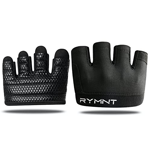 RYMNT قفازات رياضية ريمانتي مينيمال، قفازات رفع أوزان صغيرة مع وسادات قبضة وحماية كاملة لراحة اليد وقبضة إضافية للرجال والنساء في رفع الأثقال، صالة الألعاب الرياضية، التدريب المتقاطع، رفع الأثقال، تمارين WOD. أسود - صغير - Image 1