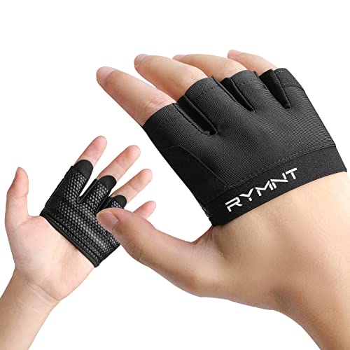 RYMNT قفازات رياضية ريمانتي مينيمال، قفازات رفع أوزان صغيرة مع وسادات قبضة وحماية كاملة لراحة اليد وقبضة إضافية للرجال والنساء في رفع الأثقال، صالة الألعاب الرياضية، التدريب المتقاطع، رفع الأثقال، تمارين WOD. أسود - صغير - Image 2