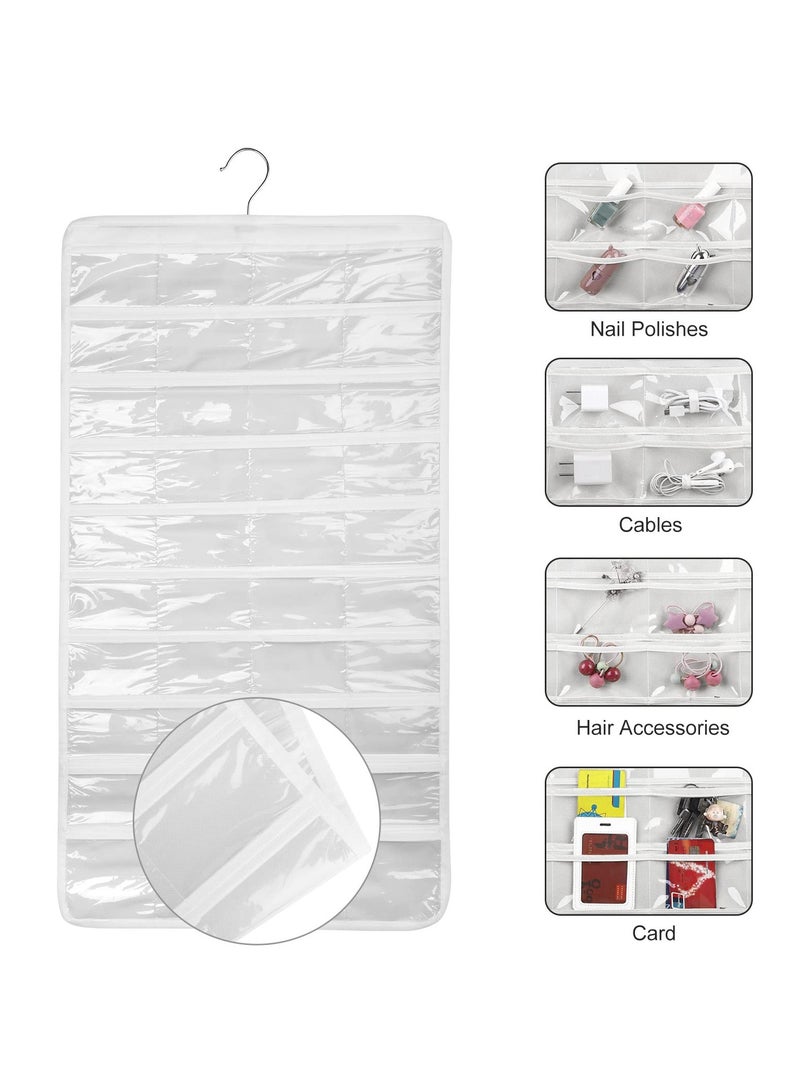 KASTWAVE Hanging Jewelry Organizer, 2 Pcs Accessories Organizer, 160 Clear Pockets Double Sides Wardrobe Storage Holder Bag with Hook for Travel Storing Jewelries Earrings Necklaces Makeups Rings - Image 2