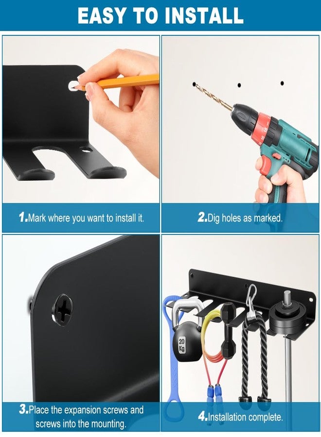 Ranjaner Gym Equipment Storage Rack, Resistance Bands Storage Hanger, Multi-Purpose Home Gym Rack Organizer Wall Mount for Barbells Jump Ropes Lifting Belt Gym Accessories - Image 4