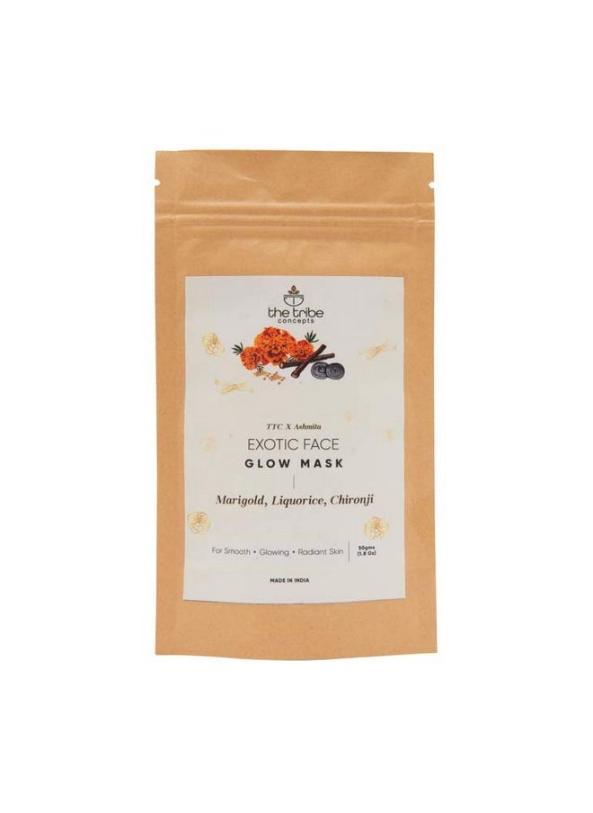 The Tribe Concepts - Exotic Face Glow Mask With Marigold Liquorice & Chironji For Smooth Glowing & Radiant Skin 50 G (Kraft Paper Packing) - Image 1