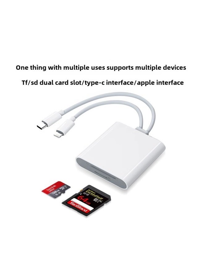 قارئ بطاقات مزدوج الخط لهاتف Apple Type-C، قارئ بطاقات TF/SD الكل في واحد، محول OTG لبطاقات الذاكرة - اللون: Type-c إلى sd [حقيبة]