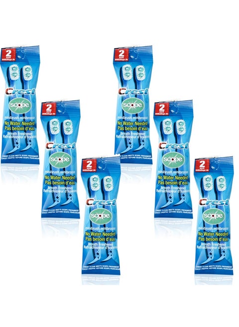 Crest Scope | Mini Brushes-Disposable Toothbrushes with Toothpaste and Pick for Work or Travel (12count, 6 Pack (12 Brushes))