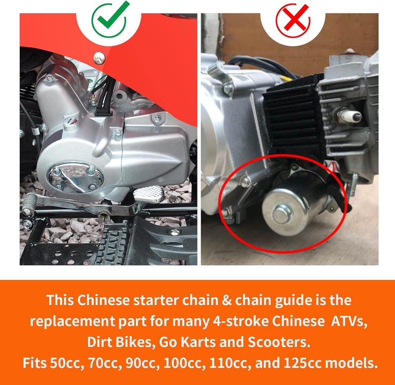 MOTOQUEEN 25H 62 Links Starter Chain with 2 Tensioner Guides for 50cc-125cc ATVs and Dirt Bikes - Image 5