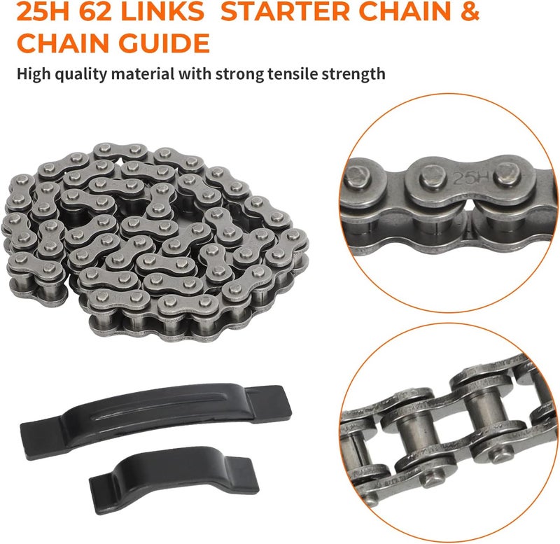 MOTOQUEEN 25H 62 Links Starter Chain with 2 Tensioner Guides for 50cc-125cc ATVs and Dirt Bikes - Image 3