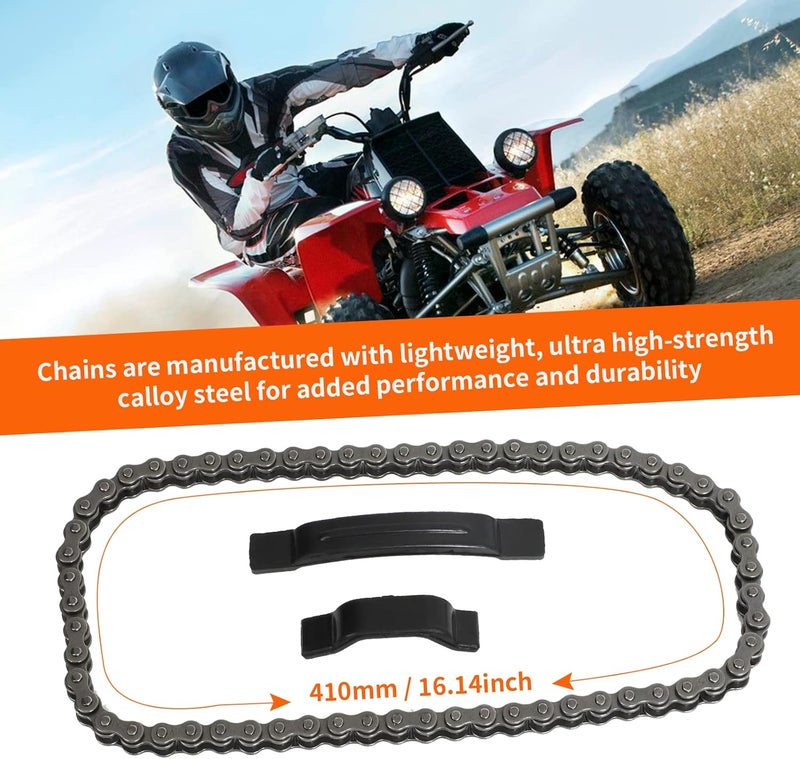 MOTOQUEEN 25H 62 Links Starter Chain with 2 Tensioner Guides for 50cc-125cc ATVs and Dirt Bikes - Image 4