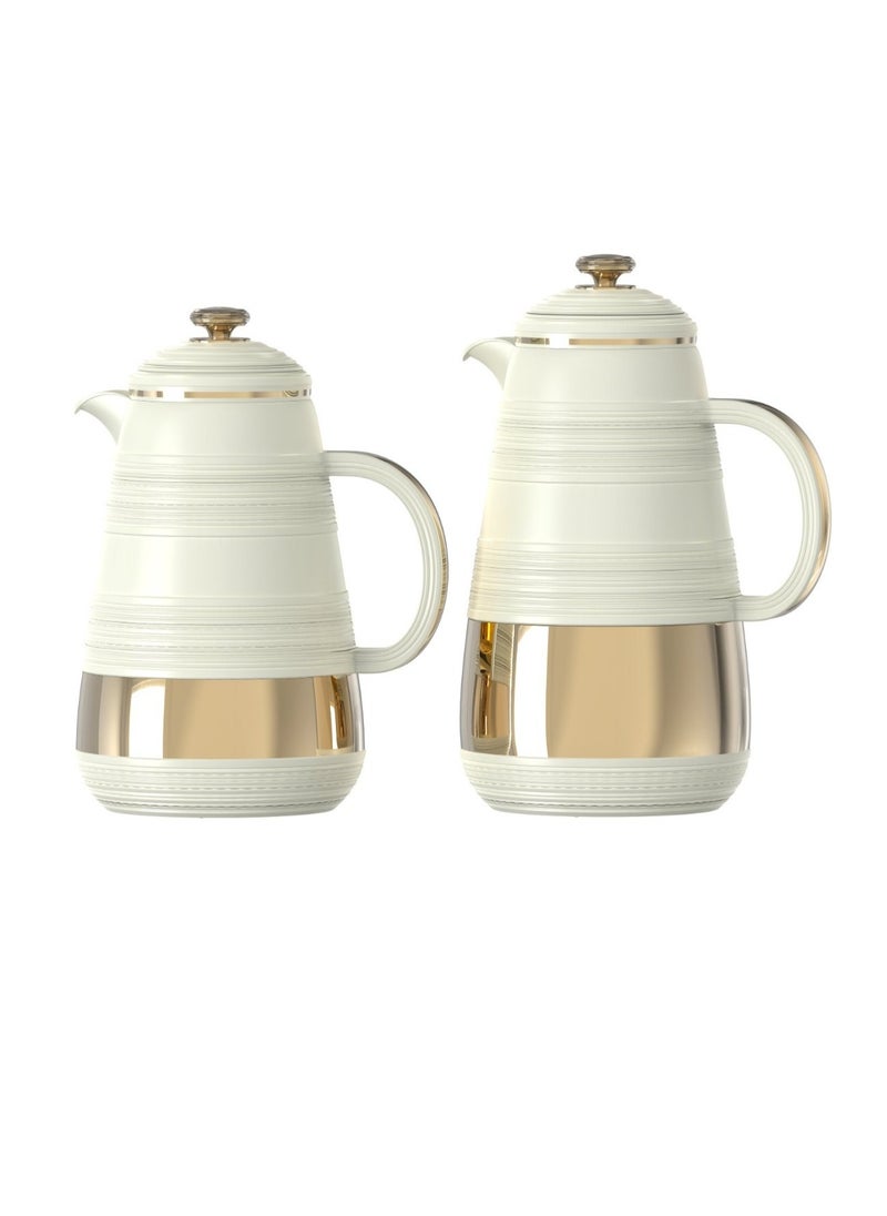 Home Maker 1.0L + 0.7L Vacuum Flask Set (2-Piece) - Light Brown 