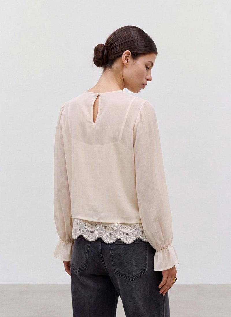 VERO MODA VMLALIE Long Sleeve Lace Top Woven - Image 3