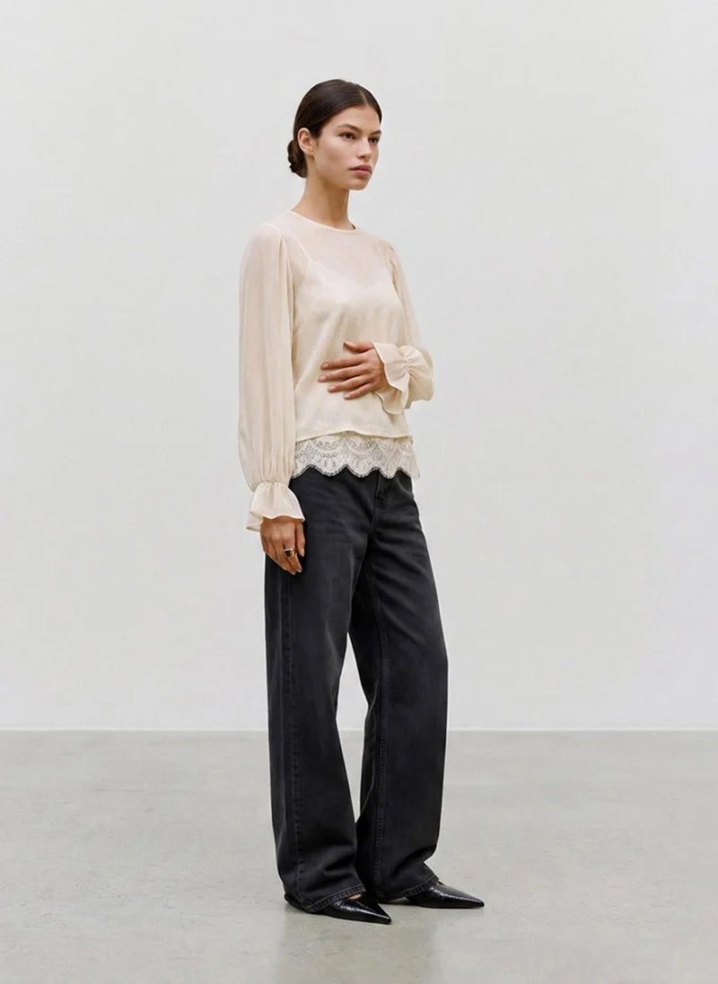 فيرو مودا VMLALIE Long Sleeve Lace Top Woven