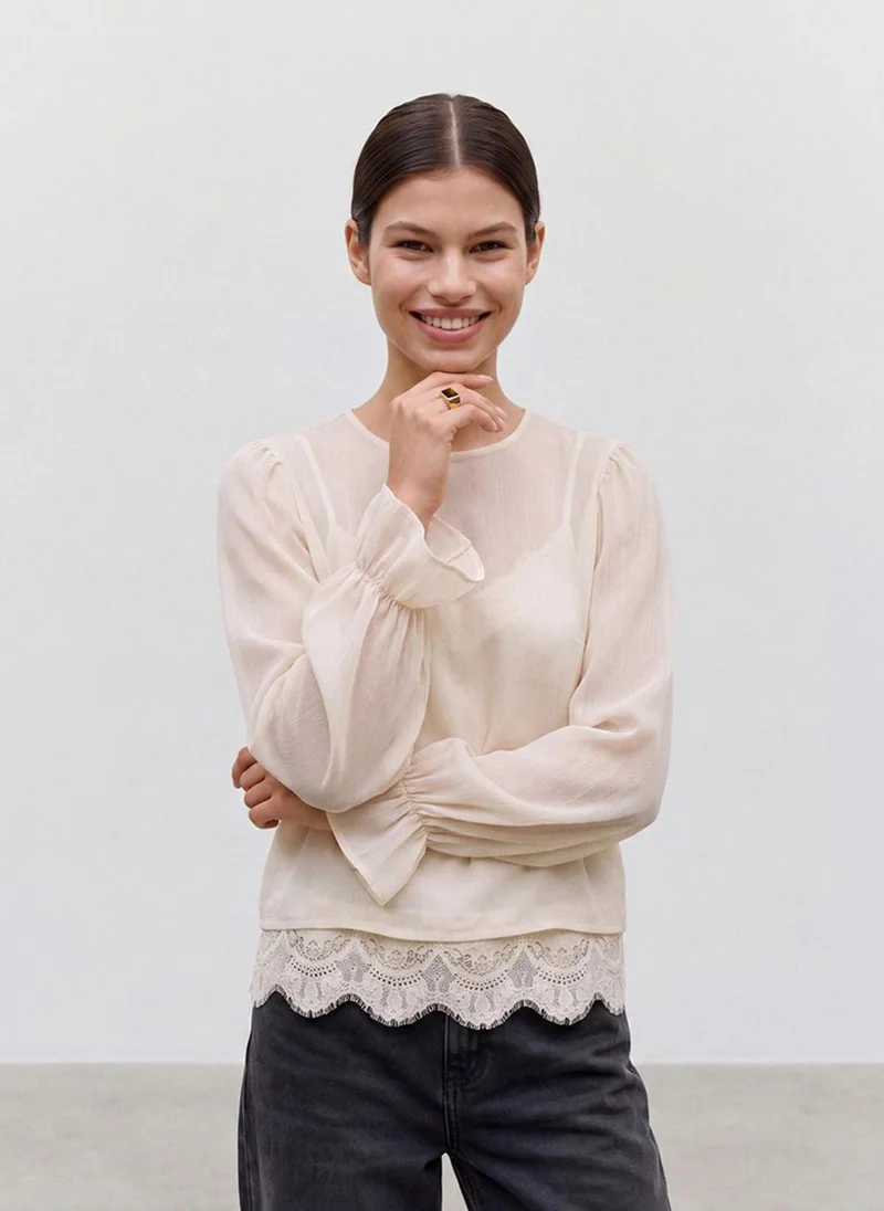 فيرو مودا VMLALIE Long Sleeve Lace Top Woven