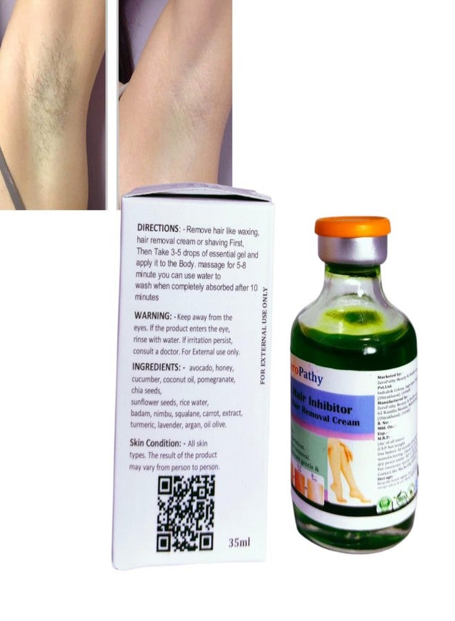 Zero Pathy Hair Remove Cream Permanent Removal Stop Growth 90 days Treatment | Remove on Facial, Body, Hands & Legs Upper Lip Hair Gel for Smooth Skin Hair growth minimize 35ml. - Image 3