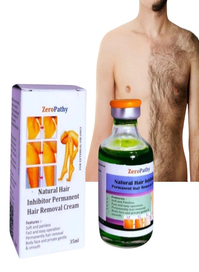Zero Pathy Hair Remove Cream Permanent Removal Stop Growth 90 days Treatment | Remove on Facial, Body, Hands & Legs Upper Lip Hair Gel for Smooth Skin Hair growth minimize 35ml. - Image 1